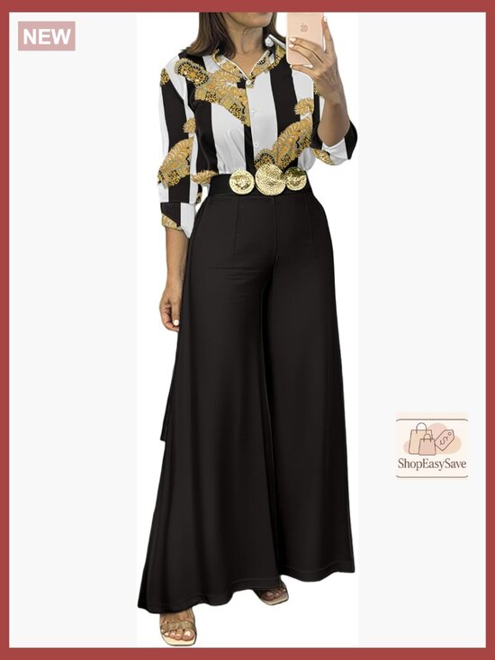Pants - Satin 2 Piece Set Floral Wide Leg Pants Long Sleeve Top Y2K Chic Elegant